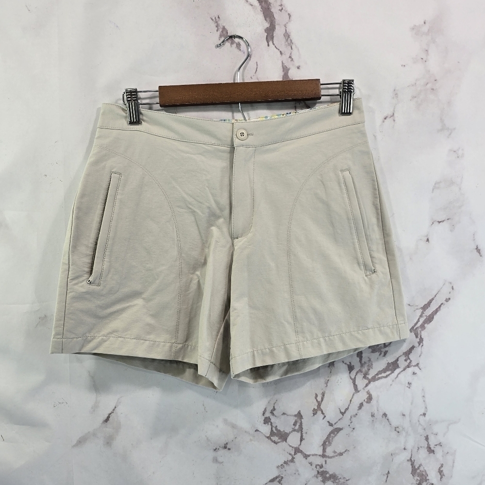 Title Nine Shorts Womens 2 Beige Mid Rise Nylon Cargo Hiking Ripstop Utility